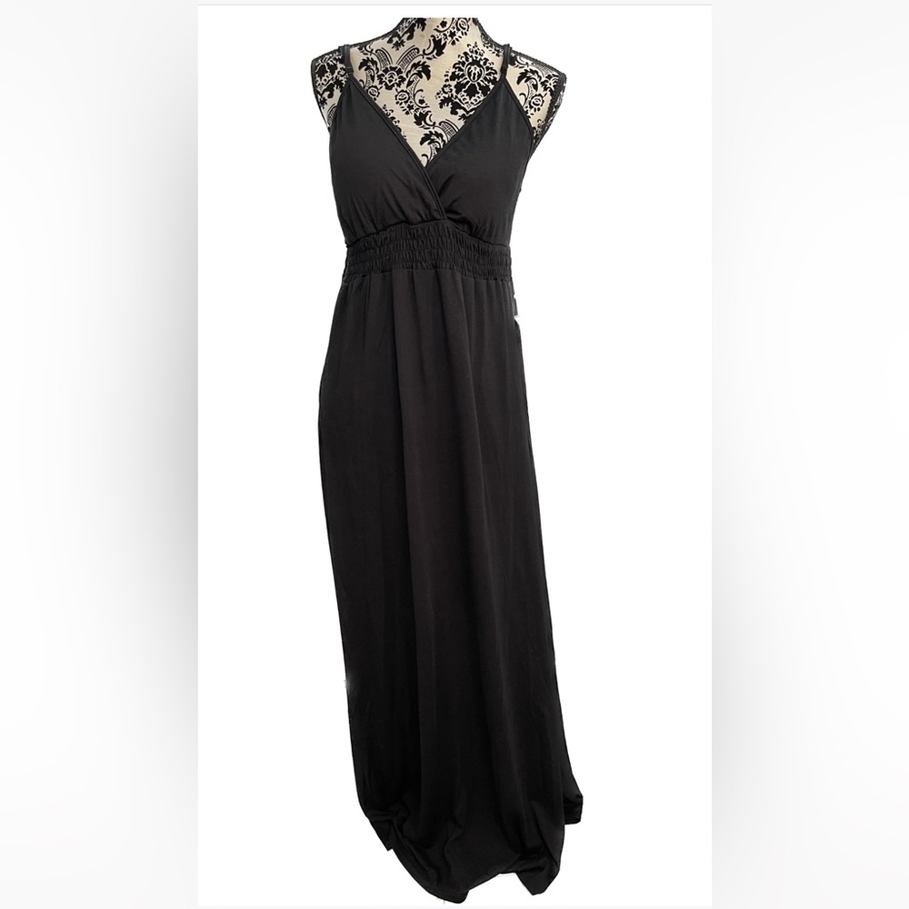 🌞Black Double Straps Surplice Maxi Dress Size XL